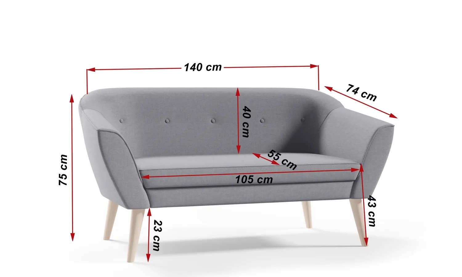 Sofa dwuosobowa DINA w stylu skandynawskim - obrazek 5