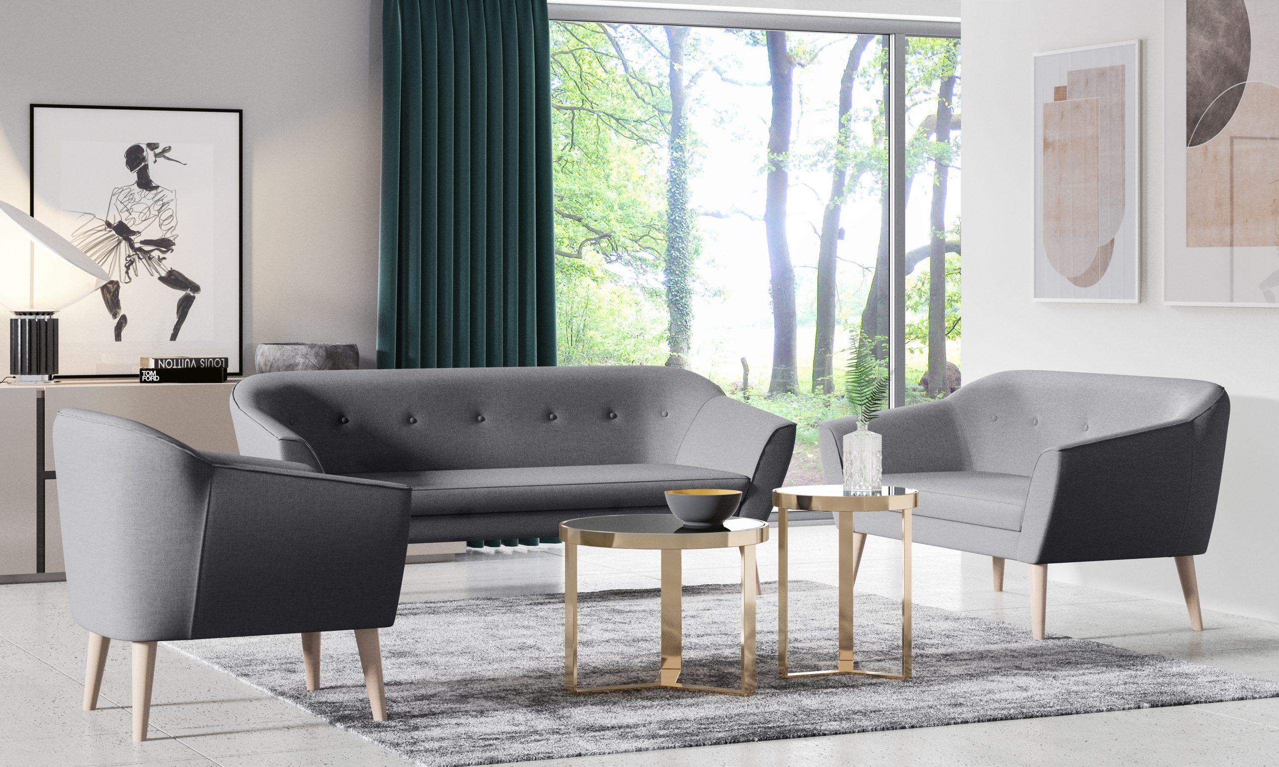 Sofa dwuosobowa DINA w stylu skandynawskim - obrazek 2